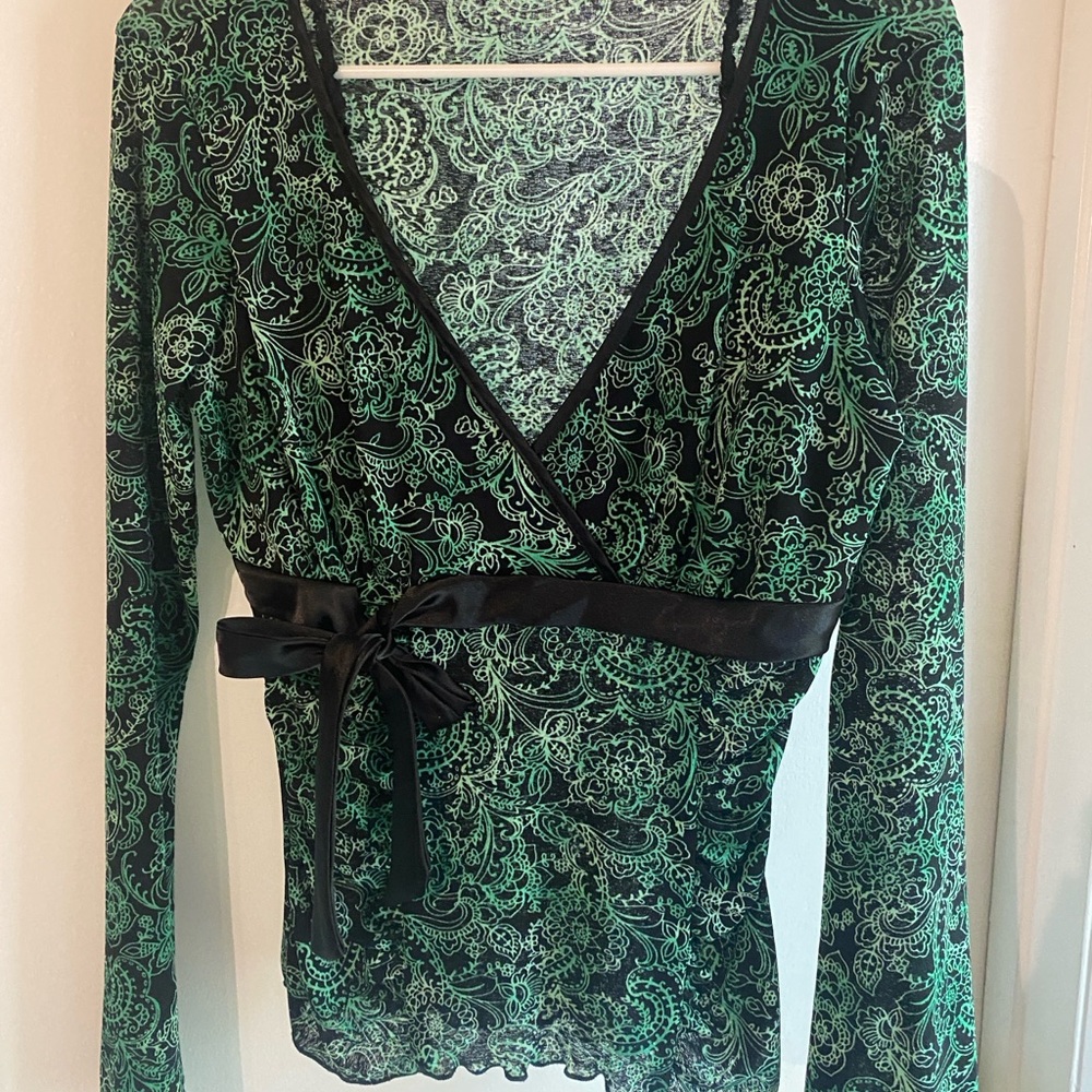 Trixxi Green and Black Blouse